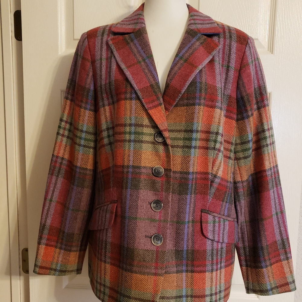 Women's Plaid Multi-Color Blazer by Kirsten